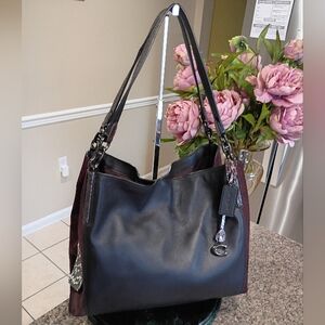 Coach Dalton 31 Shoulder Bag Purse in Colorblock with Pearlized Python Snakeskin